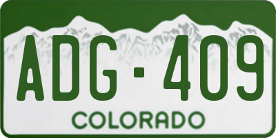 CO license plate ADG409