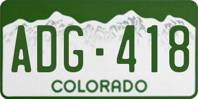 CO license plate ADG418
