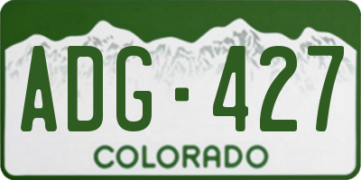 CO license plate ADG427