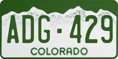 CO license plate ADG429