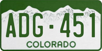 CO license plate ADG451