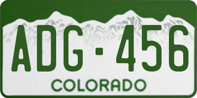 CO license plate ADG456