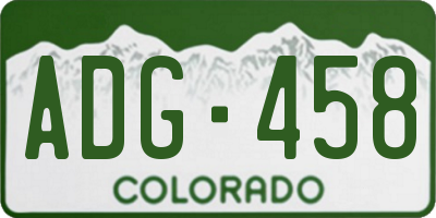 CO license plate ADG458