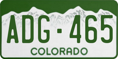 CO license plate ADG465