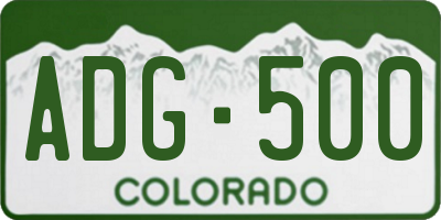 CO license plate ADG500