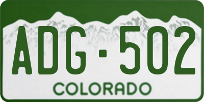 CO license plate ADG502