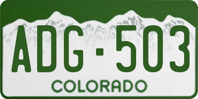 CO license plate ADG503