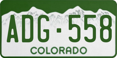 CO license plate ADG558