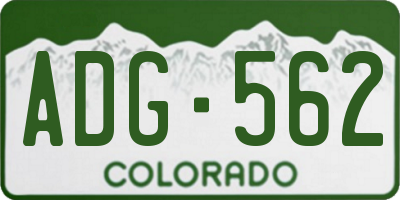 CO license plate ADG562