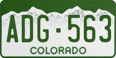 CO license plate ADG563