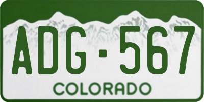 CO license plate ADG567