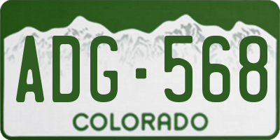 CO license plate ADG568