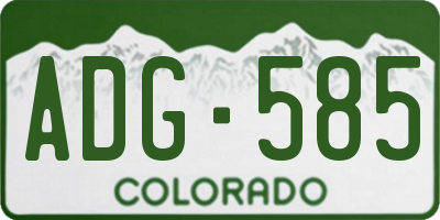 CO license plate ADG585