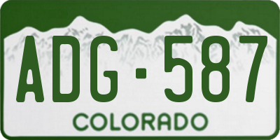 CO license plate ADG587