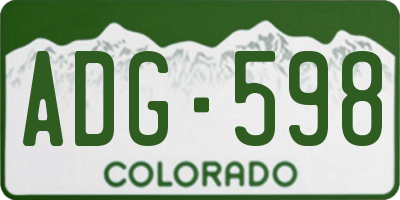 CO license plate ADG598