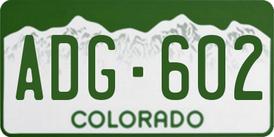 CO license plate ADG602