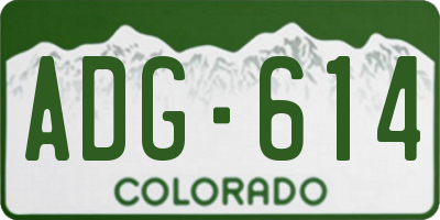 CO license plate ADG614