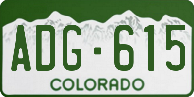 CO license plate ADG615