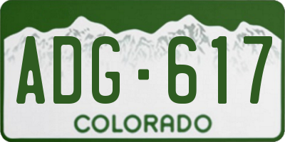 CO license plate ADG617