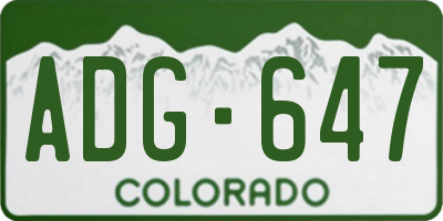 CO license plate ADG647