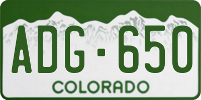 CO license plate ADG650