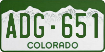 CO license plate ADG651