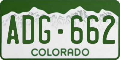 CO license plate ADG662