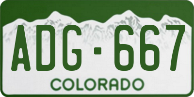 CO license plate ADG667