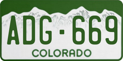CO license plate ADG669