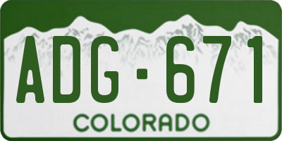 CO license plate ADG671