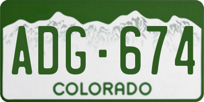 CO license plate ADG674