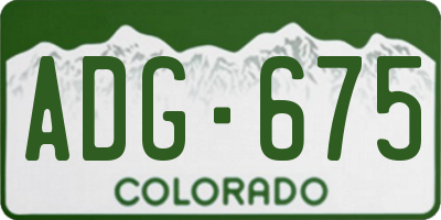 CO license plate ADG675