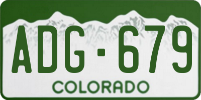 CO license plate ADG679