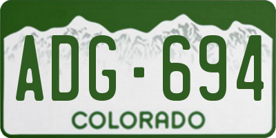 CO license plate ADG694
