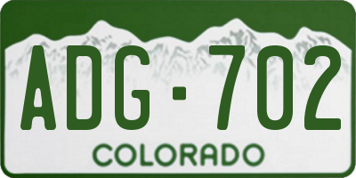 CO license plate ADG702