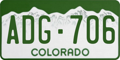 CO license plate ADG706