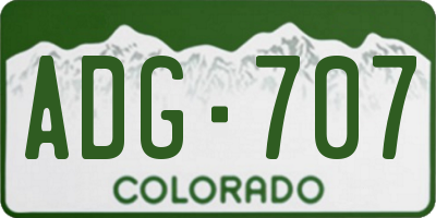 CO license plate ADG707
