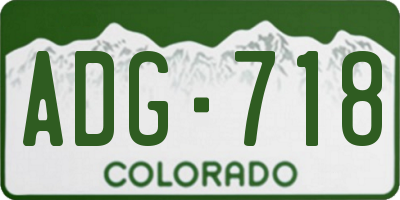 CO license plate ADG718