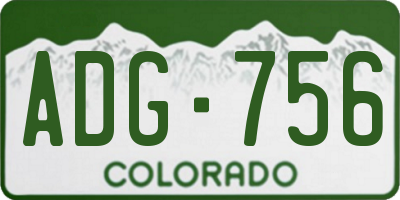 CO license plate ADG756