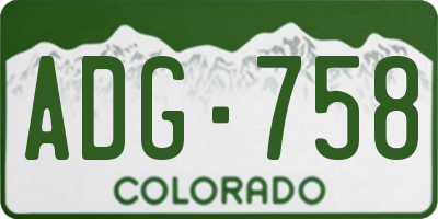 CO license plate ADG758