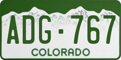CO license plate ADG767