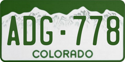 CO license plate ADG778