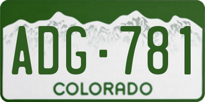 CO license plate ADG781