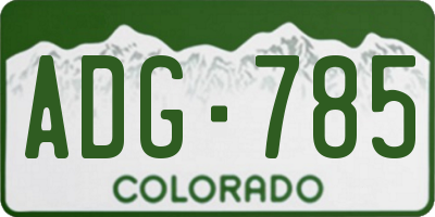 CO license plate ADG785