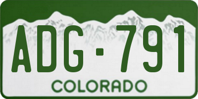 CO license plate ADG791
