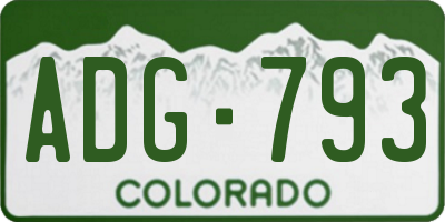 CO license plate ADG793