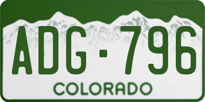 CO license plate ADG796