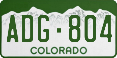 CO license plate ADG804