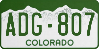 CO license plate ADG807