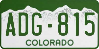 CO license plate ADG815